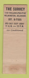 Matchbook Cover - Surrey Restaurant Wilmington DE WORN