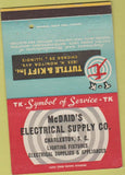 Matchbook Cover - Tuttle Kift McDaid's Electrical Charleston SC 40 Strike