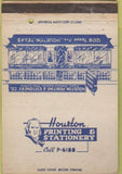 Matchbook Cover - Houston Printing Stationary TX 40 Strike