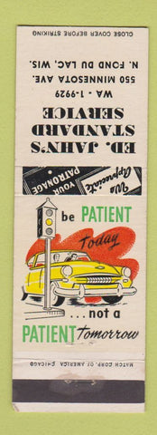 Matchbook Cover - Standard oil gas Ed Jahn's North Fond Du Lac WI