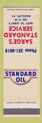 Matchbook Cover - Standard oil gas Sarge's Radcliff KY