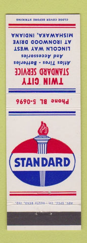 Matchbook Cover - Standard oil gas Twin City Mishawaka IN Atlas Tires