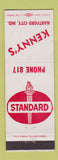 Matchbook Cover - Standard oil gas Kenny's Hartford City IN low phone #