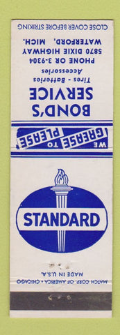 Matchbook Cover - Standard oil gas Bond's Waterford MI