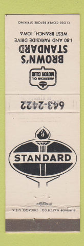Matchbook Cover - Standard oil gas Brown's West Branch IA