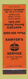 Matchbook Cover - Standard oil gas Sawyer's Cafe Hammond IL Atlas Tires