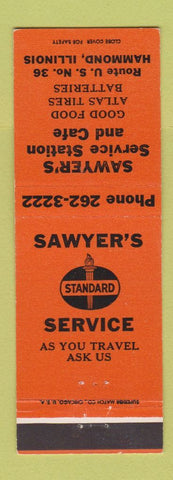 Matchbook Cover - Standard oil gas Sawyer's Cafe Hammond IL Atlas Tires