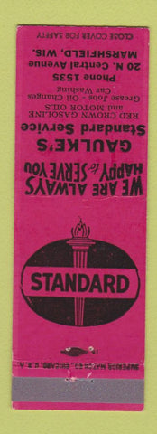 Matchbook Cover - Standard oil gas Gaulke's Marshfield WI low phone #