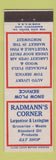 Matchbook Cover - Standard oil gas Radmann's Corner St Paul MN