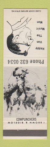 Matchbook Cover - Happy Van the Music Man Cowpunchers
