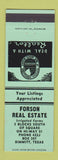 Matchbook Cover - Forson Real Estate Dimmitt TX