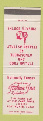 Matchbook Cover - Armand Jones' Italian Inn Fort Worth TX