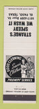 Matchbook Cover - Strange's Speedy Laundry El Paso TX