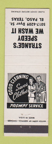 Matchbook Cover - Strange's Speedy Laundry El Paso TX