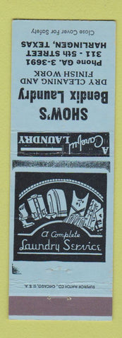 Matchbook Cover - Show's Bendix Laundry Harlingen TX