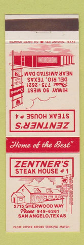 Matchbook Cover - Zentner's Steak House San Angelo TX
