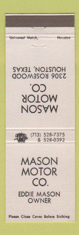 Matchbook Cover - Mason Motor Company Houston TX
