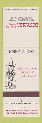 Matchbook Cover - Bonanza Sirloin Pit Middletown CT