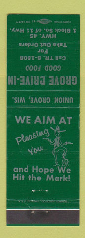Matchbook Cover - Grove Drive In Union Grove WI