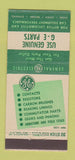 Matchbook Cover - GE General Electri Parts Locomotive 30 Stick