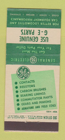 Matchbook Cover - GE General Electri Parts Locomotive 30 Stick
