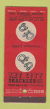 Matchbook Cover - Key City Shackles Petrometal Long Island City NY 30 Stick