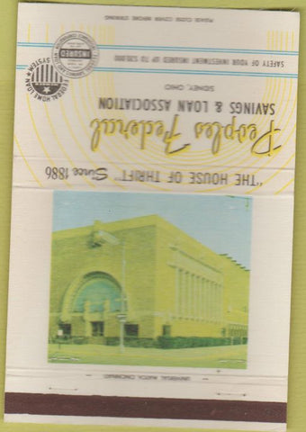 Matchbook Cover - Peoples Federal Savings Loan bank Sidney OH 40 Strike