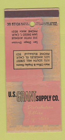 Matchbook Cover - US Grant Supply San Diego CA Los Angeles appliances 30 Stick