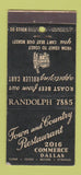 Matchbook Cover - Town and Country Restaurant Dallas TX 30 Stick
