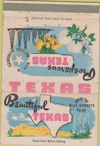 Matchbook Cover - Texas Tourism  40 Strike