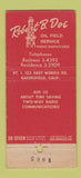Matchbook Cover - Robert Doe Oil Field Service  Bakersfield CA 30 Stick