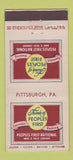 Matchbook Cover - Peoples First National Bank Pittsburgh PA 30 Stick