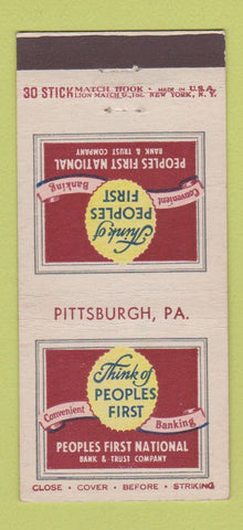 Matchbook Cover - Peoples First National Bank Pittsburgh PA 30 Stick