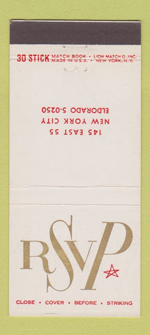 Matchbook Cover - RSVP New York City 30 Stick