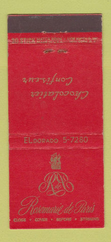Matchbook Cover - Rosemarie de Paris Chocolates New York City 30 Stick