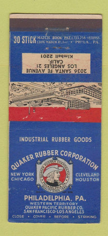 Matchbook Cover - Quaker Rubber Corp Philadelphia PA Los Angeles CA 30 Stick