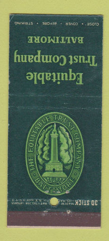 Matchbook Cover - Equitable Trust Company Baltimore MD 30 Stick