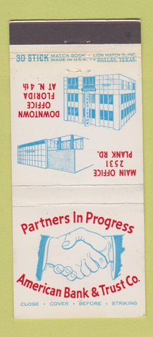 Matchbook Cover - American Bank and Trust Dallas? TX 30 Stick