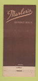 Matchbook Cover - Marler's Beverly Hills CA 30 Stick