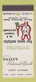 Matchbook Cover - Valley National Bank Lanett AL rabbit 30 Stick