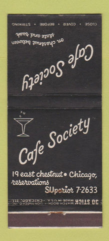 Matchbook Cover - Cafe Society Chicago IL 30 Stick