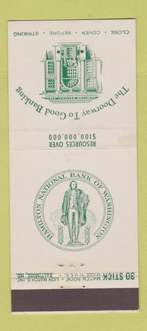 Matchbook Cover - Hamilton National Bank of Washington DC 30 Stick