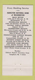 Matchbook Cover - Hamilton National Bank of Washington DC 30 Stick