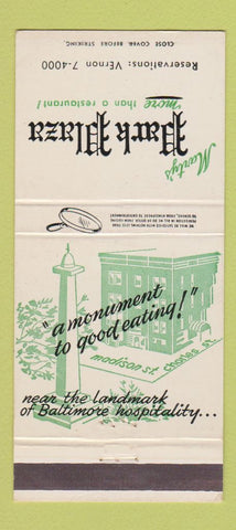 Matchbook Cover - Marty's Park Plaza Restaurant Baltimore MD 30 Stick