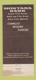 Matchbook Cover - Montana Bank Great Falls MD 30 Strike