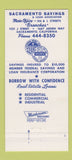 Matchbook Cover - Sacramento Savings and Loan CA 30 Strike