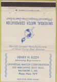 Matchbook Cover - Universal Match Corp Henry Bledy Baltimore MD 40 Strike