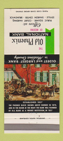 Matchbook Cover Old Phoenix National Bank Medina Seville Brunswick OH 30 Strike