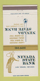 Matchbook Cover - Nevada State Bank Las Vegas NV 30 Strike