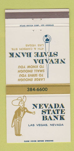 Matchbook Cover - Nevada State Bank Las Vegas NV 30 Strike